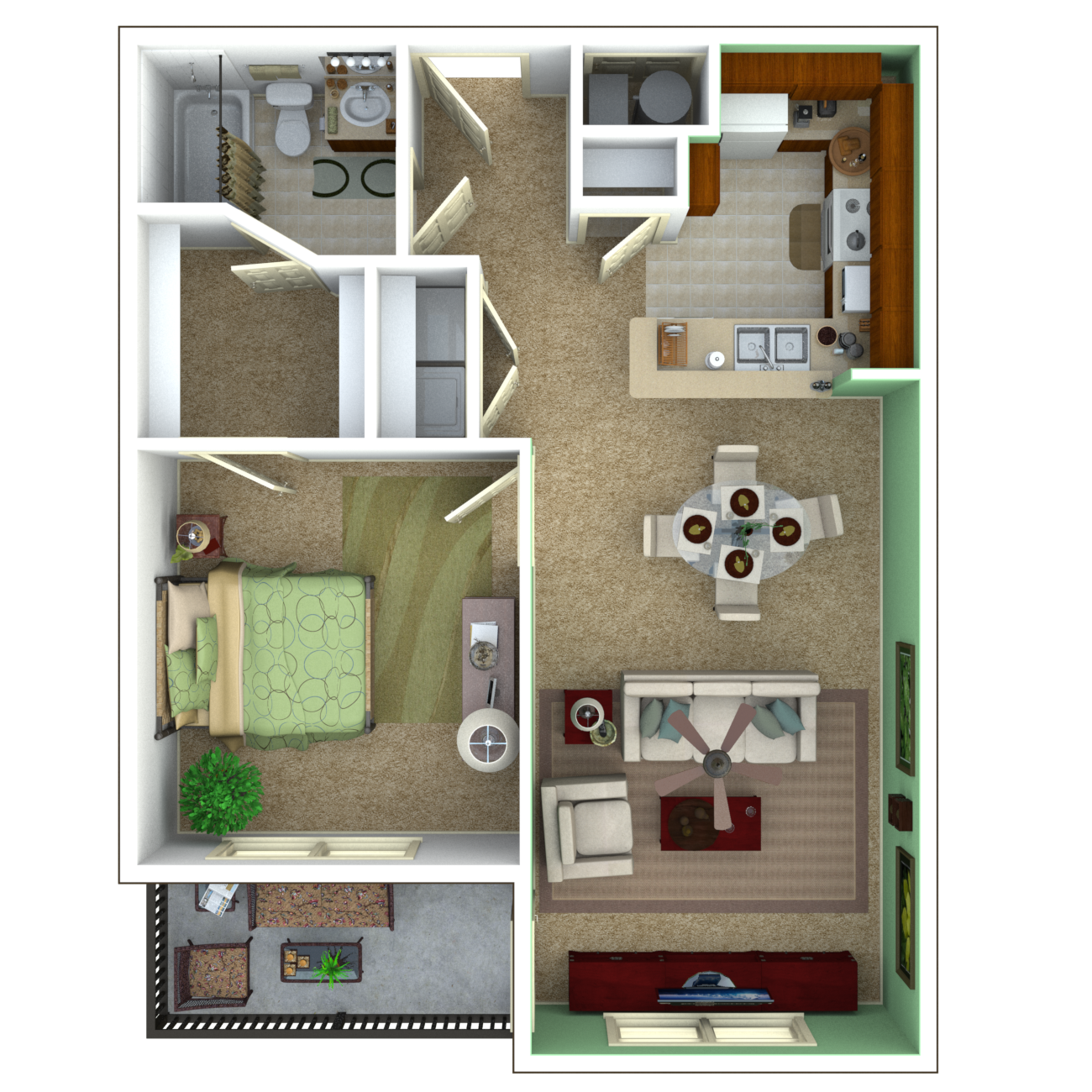 Escape Floor Plan 1 bedroom apartment