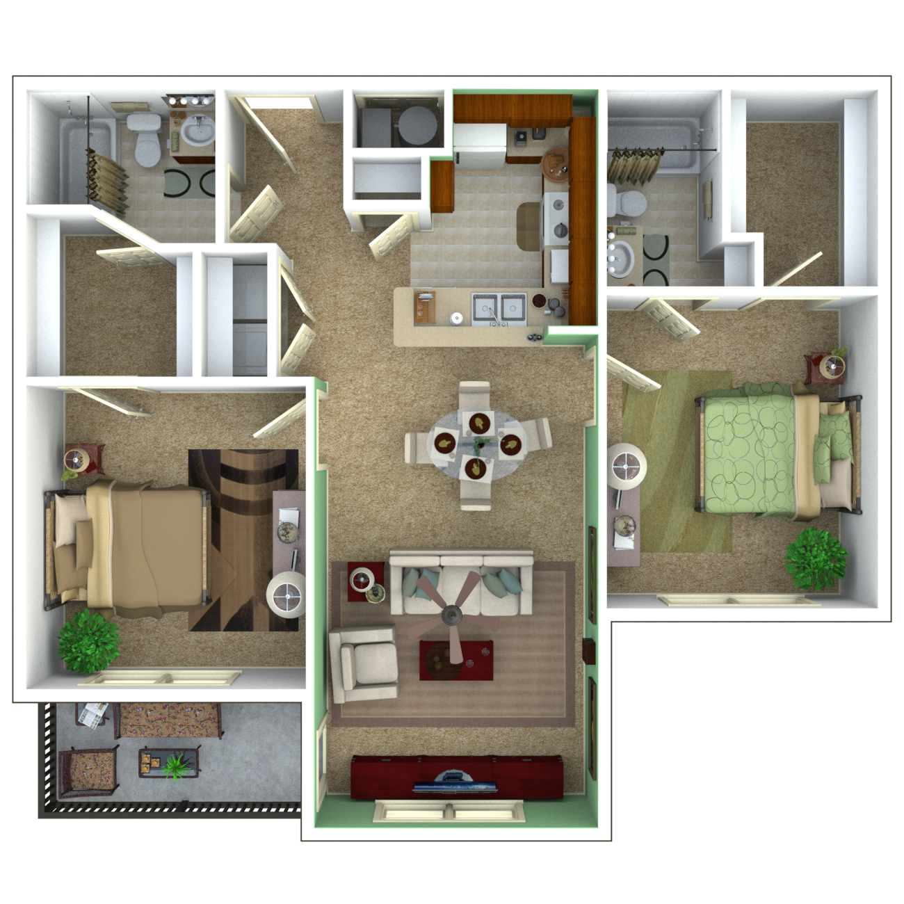 Serenity Floor Plan 2 bedroom apartment